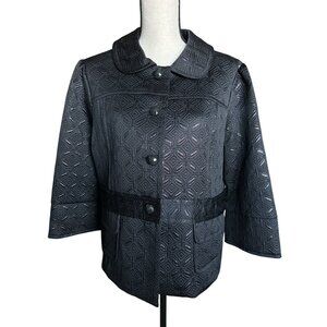 JohnPaulRichard Black Dress Jacket Textured 4 Buttons 3/4 Sleeve Lined Size XL